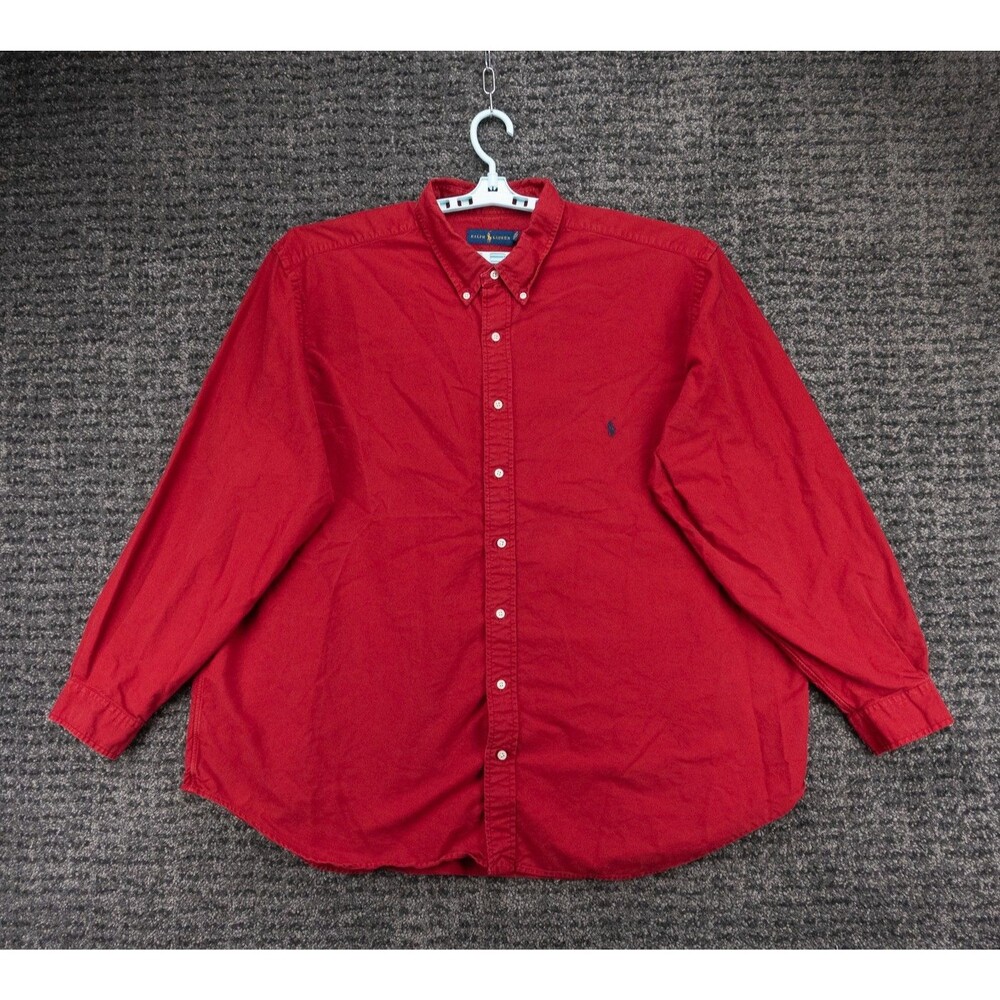 Polo Ralph Lauren Shirt Mens 3XB Red Long Sleeve Cotton Oxford Casual Preppy